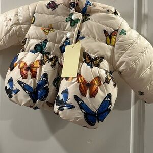 Source Unknown Kids Puffer Jacket with Colorful Butterfly Design